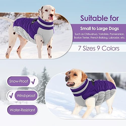 Miniatura 7 de AOFITEE Abrigo de invierno para perro, chaqueta cálida de forro polar para clima frío, chaleco deportivo reflectante con cremallera para cachorros,