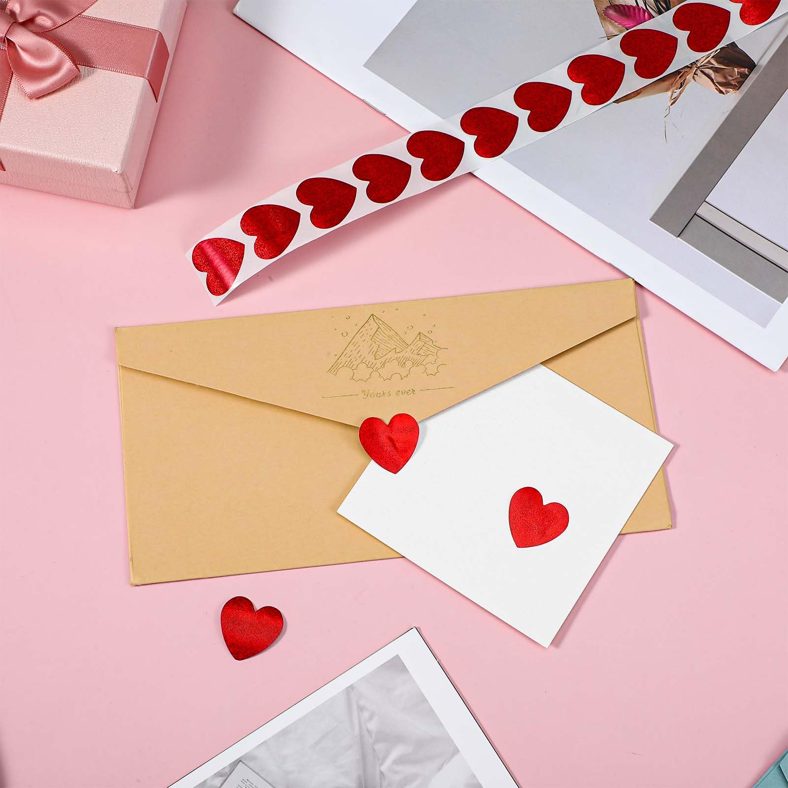 500 Adesivi A Cuore Glitterati 2.5 Cm - Per San Valentino, Festa Della Mamma, Matrimoni, Decorazioni