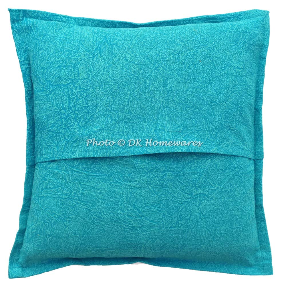 Tradizionale 16 X 16 Home Decor Ricamo Turchese Fodera per Cuscino Oro Hilo Ricamato Cotone Cuadrado Federe (40X40 Cm ; Turchese) -Set di 5 Pezzi