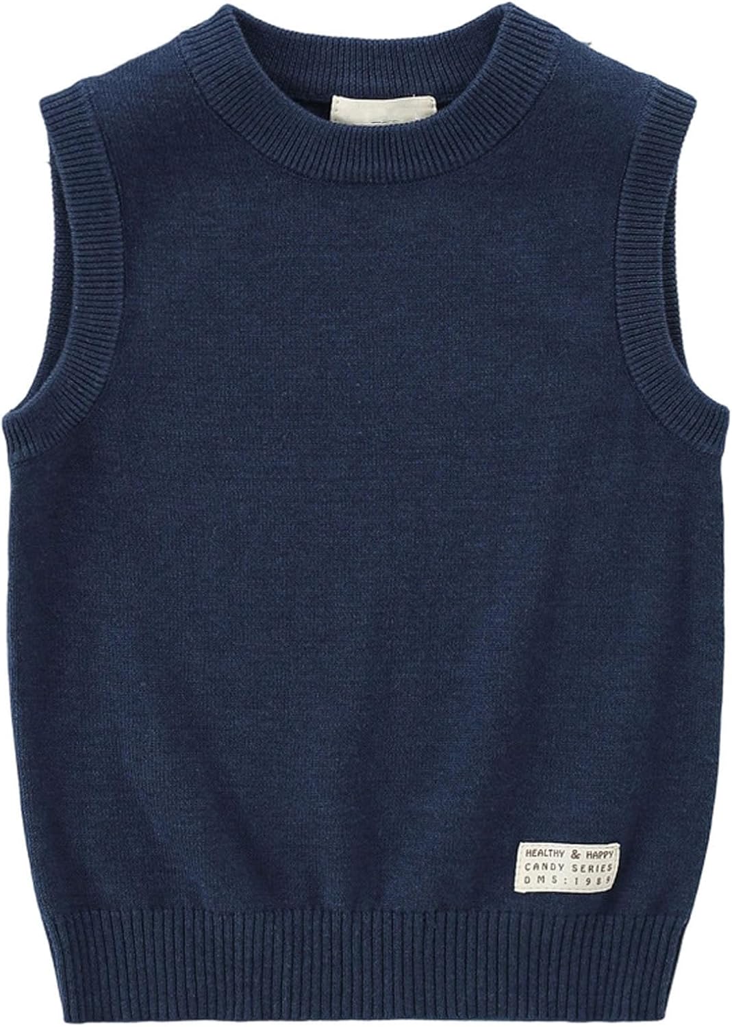 Boys Sweater Vest Crew Neck Knit Sleeveless School Pullover Tops