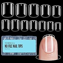 TOMICCA XS Square Nail Tips, 504Pcs Clear Durable Full Cover Nail Tips for Gel Extensions Acrylic False Nails, Flexible & Sturdy Press on Nails Manicure Salon DIY at Home 12 Sizes