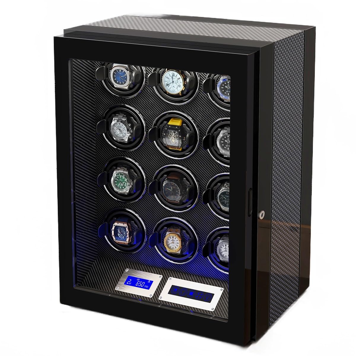 WMYYZYQ Safe Watch Winder Box for 12 Automatic Watches Multi Jewelry Storage with Lock Security Watch Winding Display Box,A-12+0