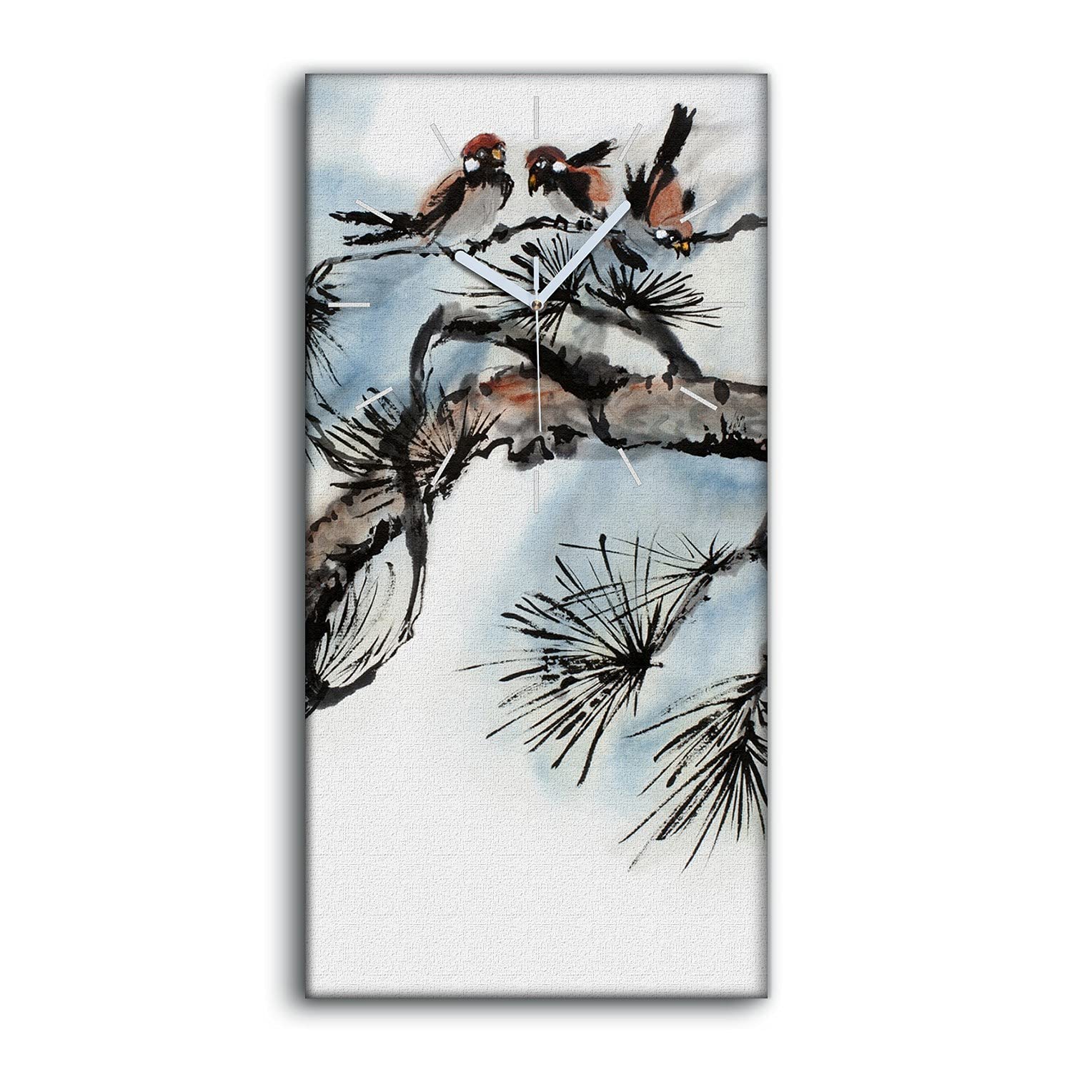 Horloge sur Toile Poésie des Oiseaux Ne Pas Tic Tac Déco Murale Zen