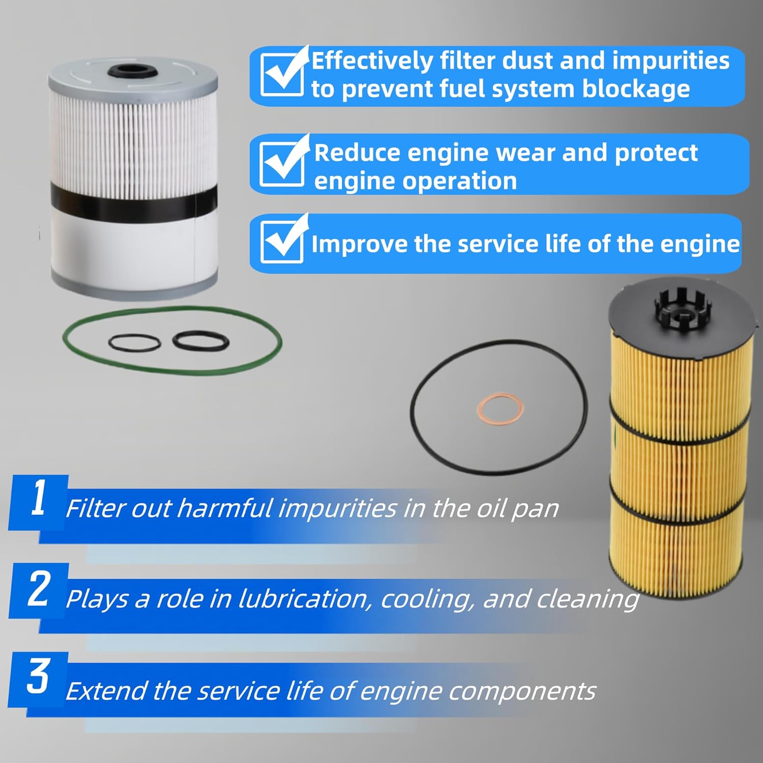 Fit for Freightliner Cascadia DD Series DD13 DD15 DD16 engines Oil Filter, Air Filter, Fuel Water Separator and Fuel Filter Element Kit,Replace AF27879 PF9908 FS19915 P551005