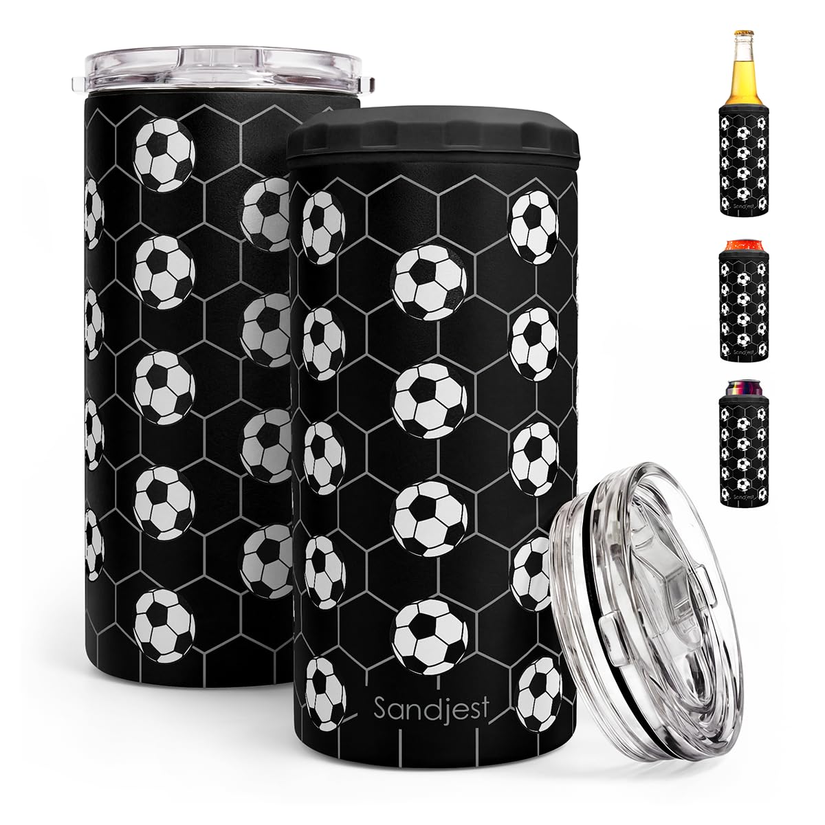 Soccer Stainless Steel Can Cooler 12oz, Insulated Tumbler for Men Brother Buddy Players, Travel Cans Koozie, Sport Gift for Birthday, Christmas