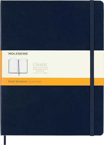 Moleskine - Cuaderno clásico XL, a rayas, azul zafiro, tapa dura (8055002855129)