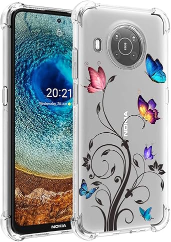 Phone Case for Nokia X10 Case, Nokia X20 TA-1332 TA-1341 Case for Girls Women, Soft Clear TPU Protective Transparent Case Cover for Nokia X10 5G Butterfly