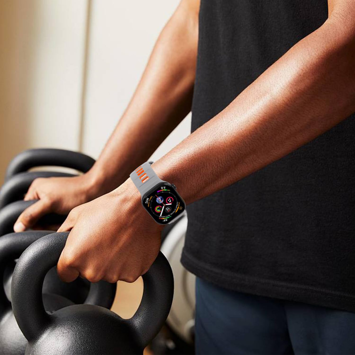 ZPIJOO Men’s Soft Silicone Sport Watch Band for Apple Watch 49/46/45/44/42mm - Breathable Replacement Strap, Waterproof Bands Compatible with iWatch Series 10/9/8/7/6/5/4, SE, Ultra 2/Ultra