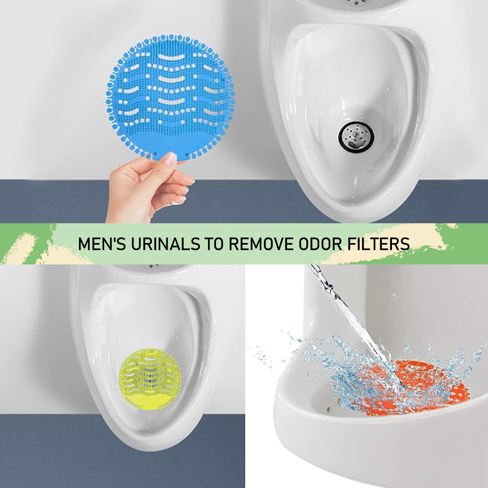 Rejillas Urinario Paquete de 7 Urinal Screen Desodorante Pastel de urinario Protección contra el Olor Anti Salpicadura por Aseos en la Oficina del Baño Estadios Escuelas