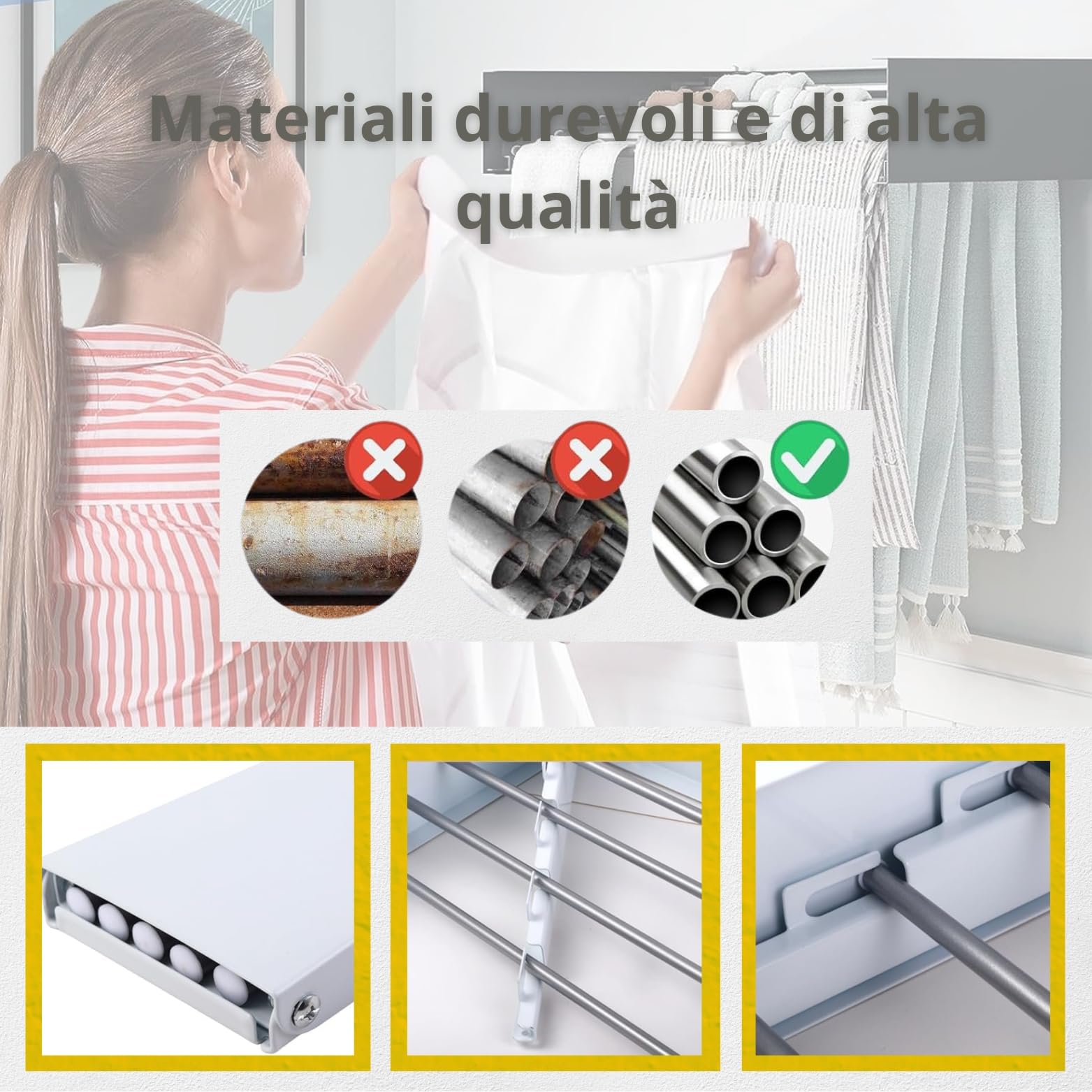 Stendino da Parete Pieghevole Estensibile Retrattile 80 cm con 24 Pinze Stendibiancheria da Muro Richiudibile Antiruggine Interno Esterno Salvaspazio