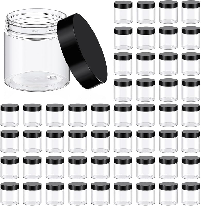 TUZAZO Frascos Plásticos Redondos de 120 mL com Tampas Pretas, Pacote com 48
