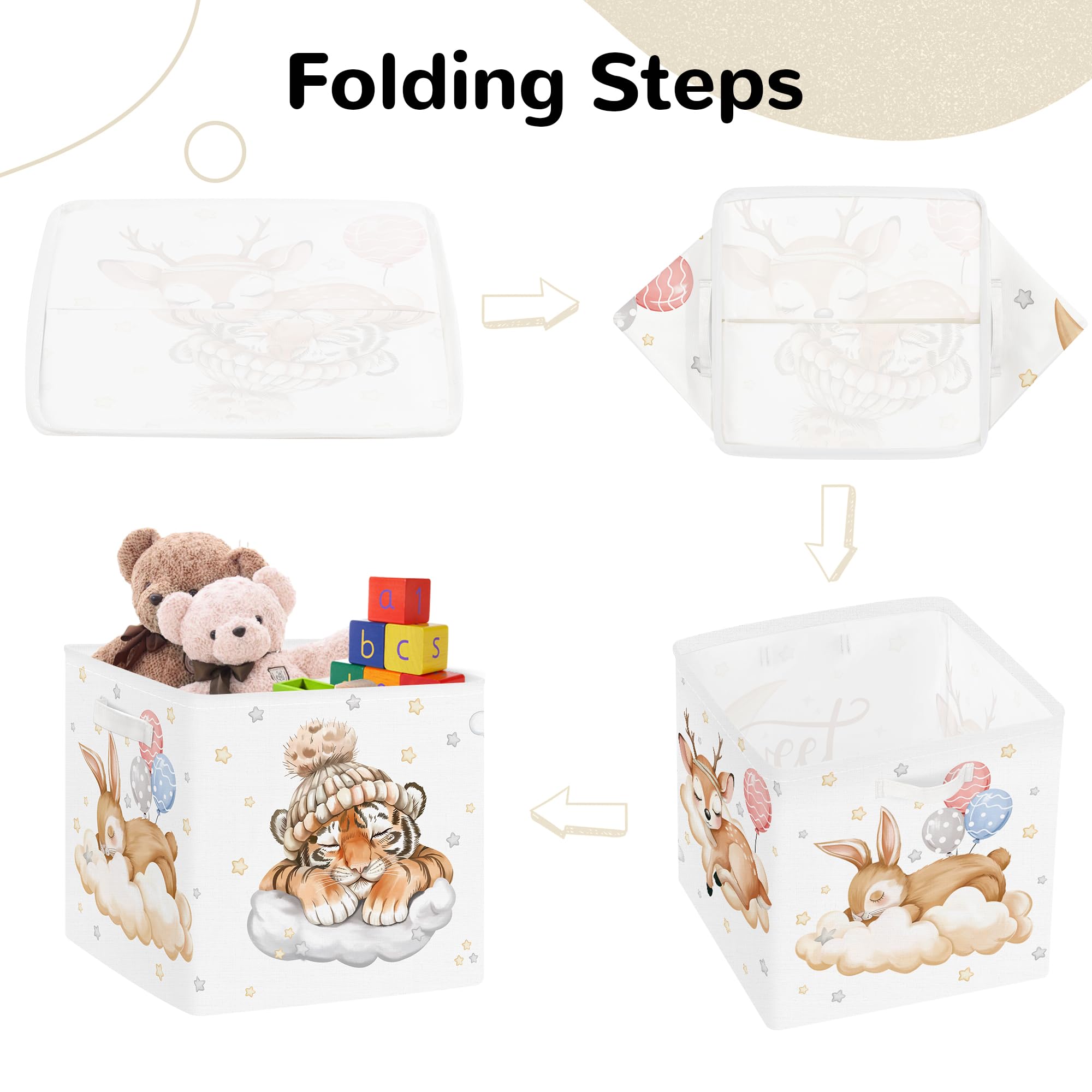 Clastyle 3 pcs Dreamy Animal Cube Storage Boxes for Shelves Kallax Boxes, Tiger, 30x30x30 cm - Image 7