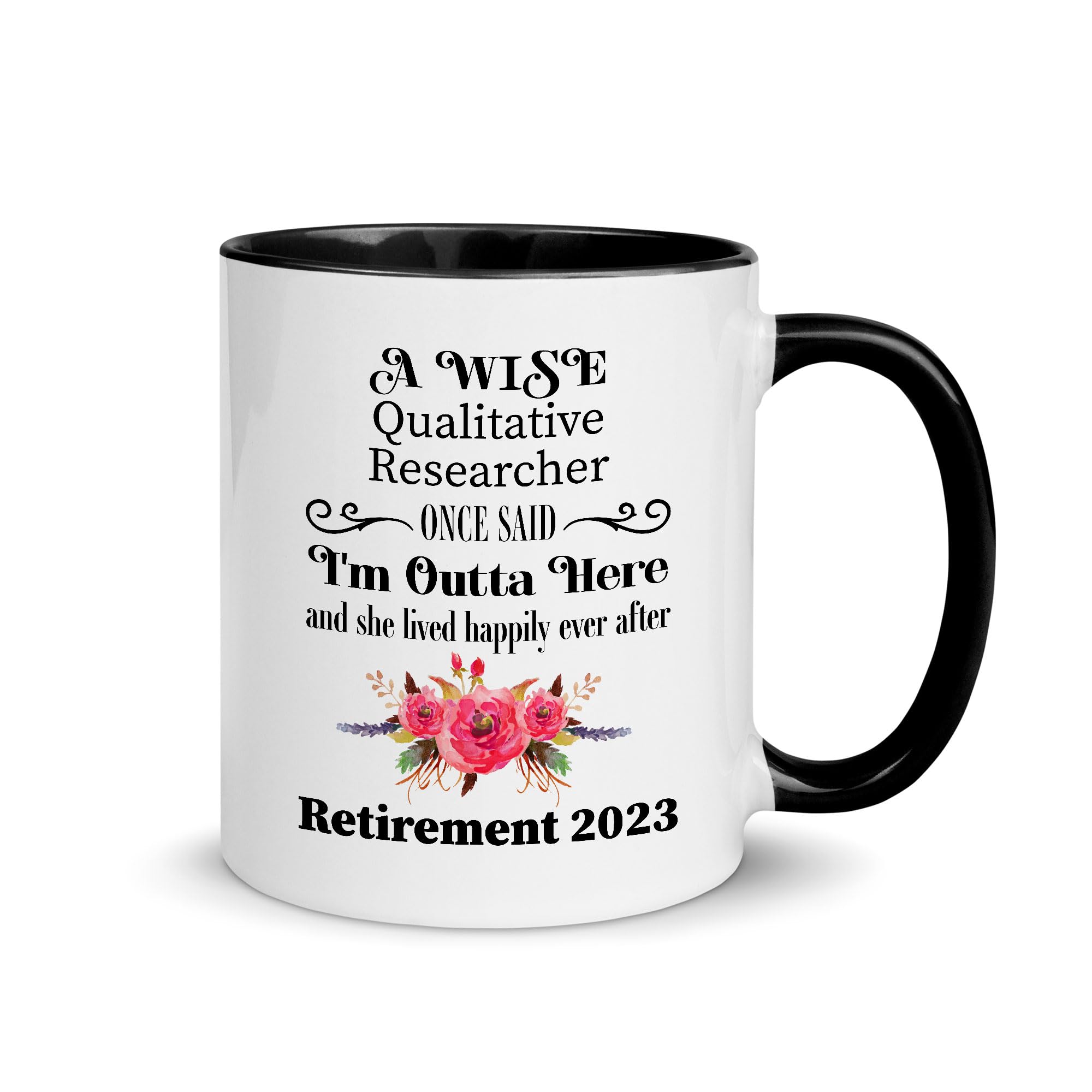 Retirement Gifts for Qualitative Researcher - I'm Outta Here Mug for Women Female - Her Cute Floral Flowers Gift Ideas for Retired Moving Farewell Party Happy Retirement 2023