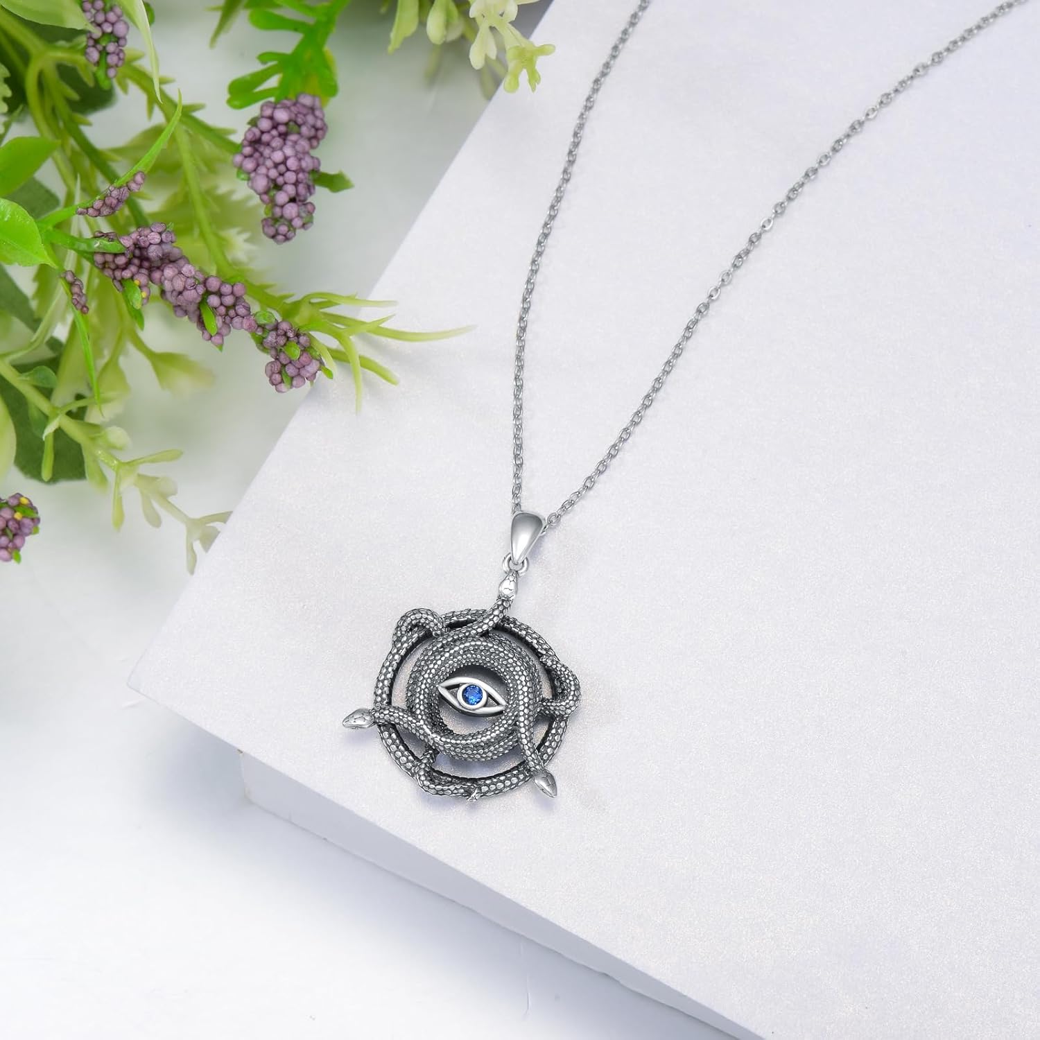 Snake Necklace 925 Sterling Silver Mysterious Snake Pendant Necklace Gothic Necklace Snake Jewelry Gift for Women Men - Image 3