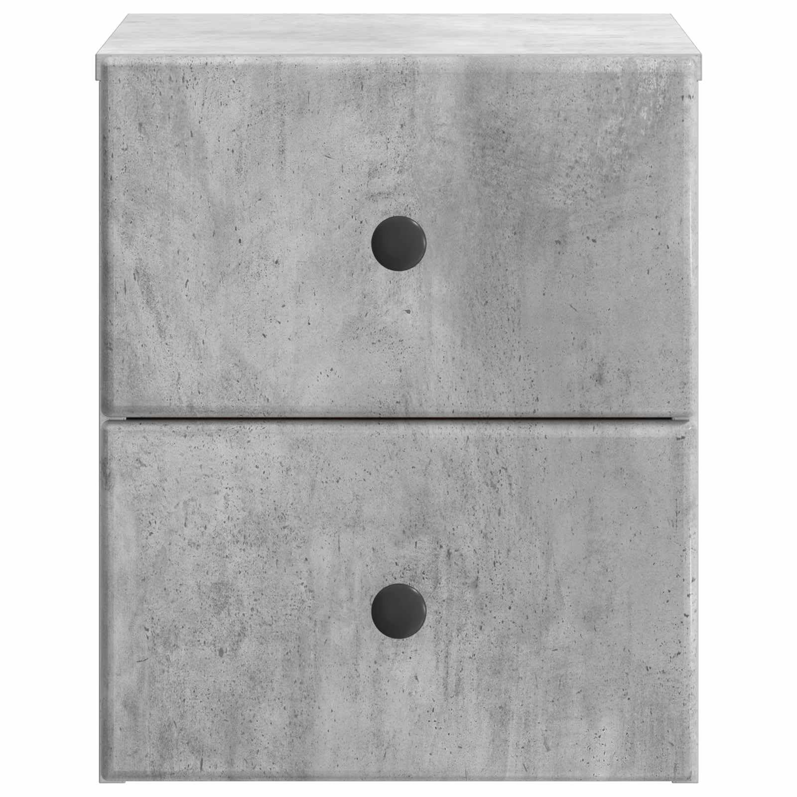 Mobiletto da notte a muro Grigio cemento 34,5 x 33 x 40 cm con cassetti e ripiani, supporto salvaspazio per camera da letto, soggiorno o ingresso, facile da montare