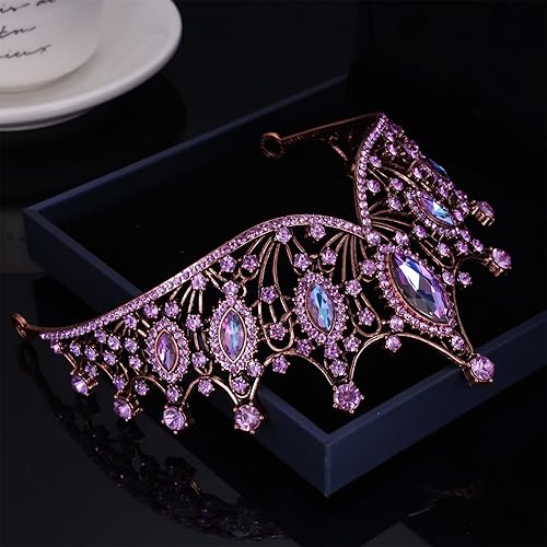 Vista 30 de Kamirola Corona de reina barroca, corona nupcial de diamantes de imitación y tiaras diadema de cristal para cumpleaños, graduación, concurso