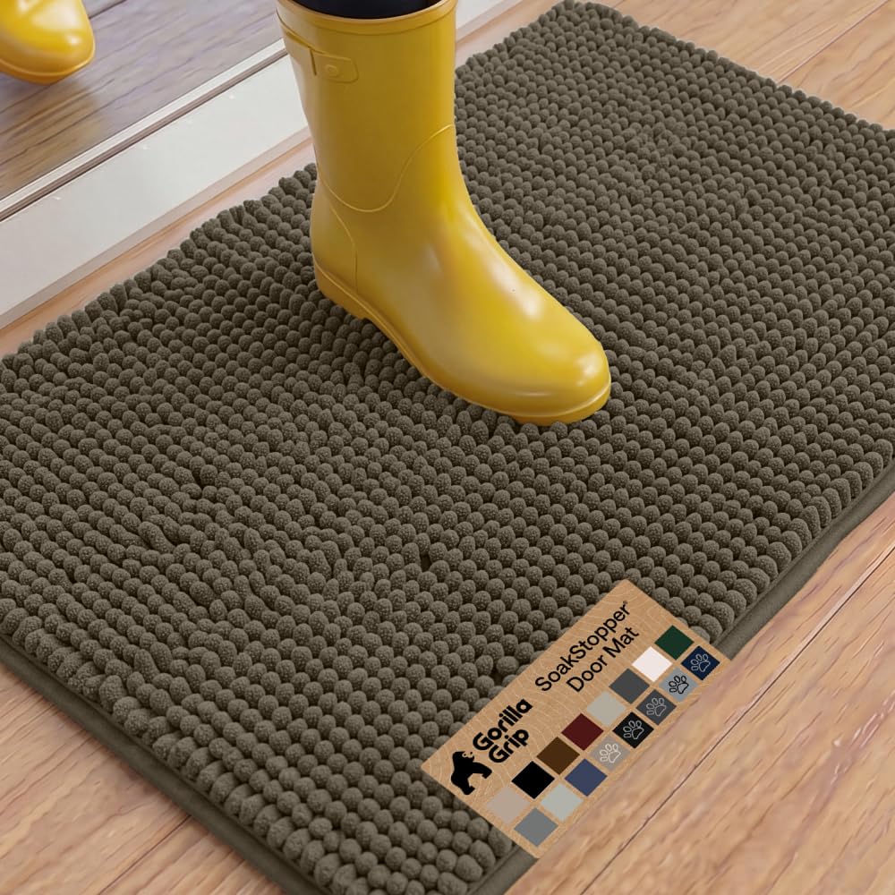 GORILLA GRIP SoakSTOPPER Dog Door Mat, Machine Wash Dry, 36x24 Cappuccino