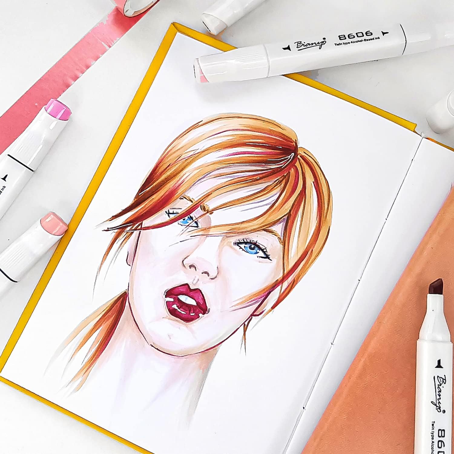 Bianyo 12 Skin Tone Alcohol Markers, Dual Tip Fine & Chisel Markers for Coloring, Portrait Drawing, Sketching, Shading & Illustration Art - Image 5