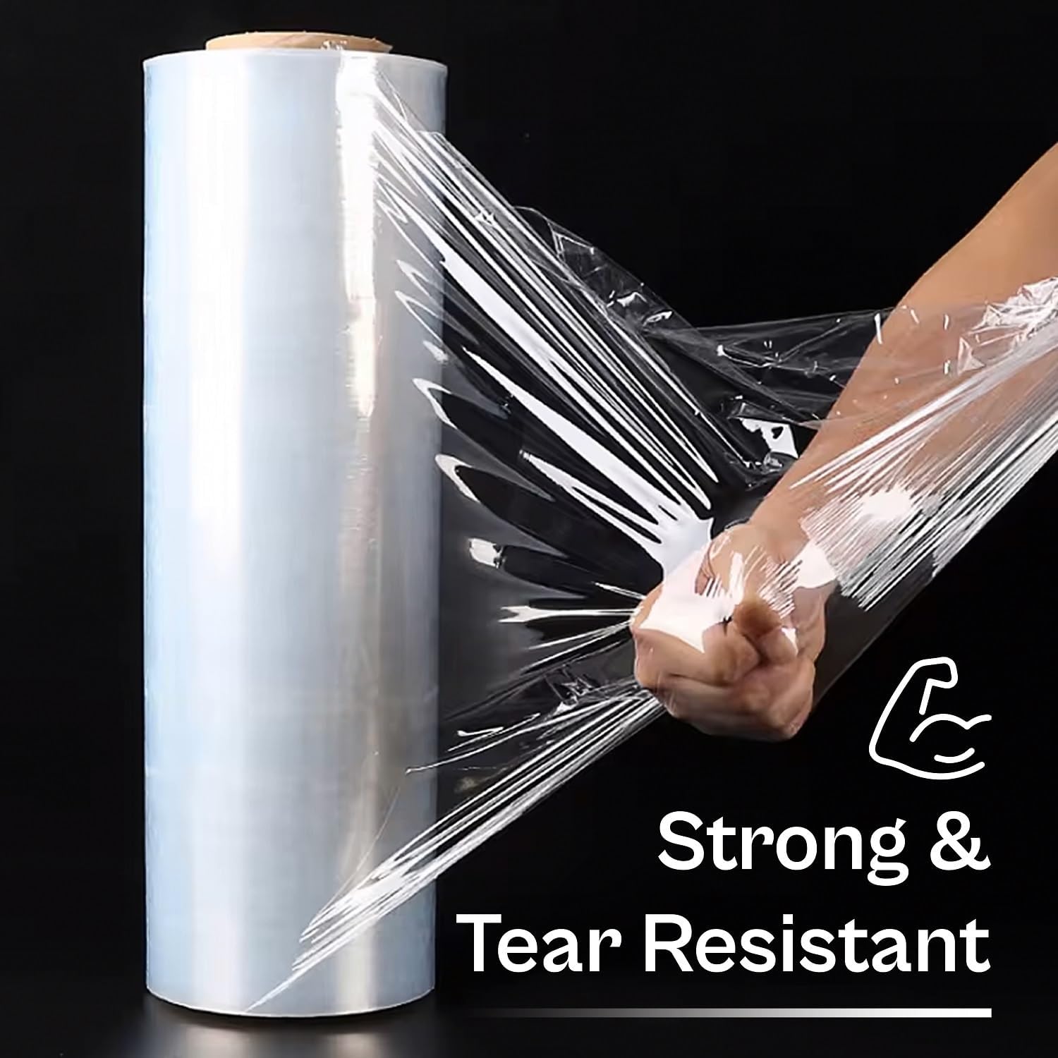 Machine Stretch Wrap, 1 Pack, 19.7" x 3000 Feet, 150 Gauge, Clear Plastic Cling, Cast Stretch Film Rolls for Packaging Moving Packing Pallets