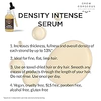 Vista 2 de Grow Gorgeous Density Serum Intense - Vegan Hair Serum with Caffeine, Red Clover and Peptides for Thinning Hair and Hair Loss. Cruelty Free Hair
