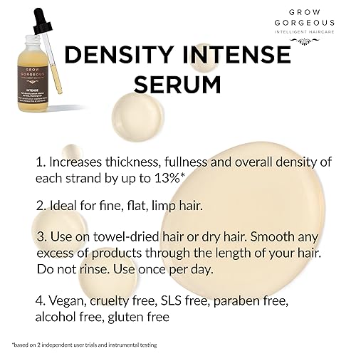 Miniatura 2 de Grow Gorgeous Density Serum Intense - Suero vegano para el cabello con cafeína, trébol rojo y péptidos para adelgazar el cabello y la pérdida del