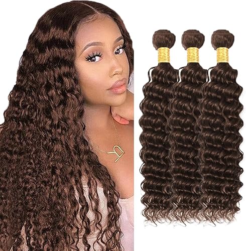 26 28 30 inch #4 Bundles Human Hair Brown Deep Wave Bundles 