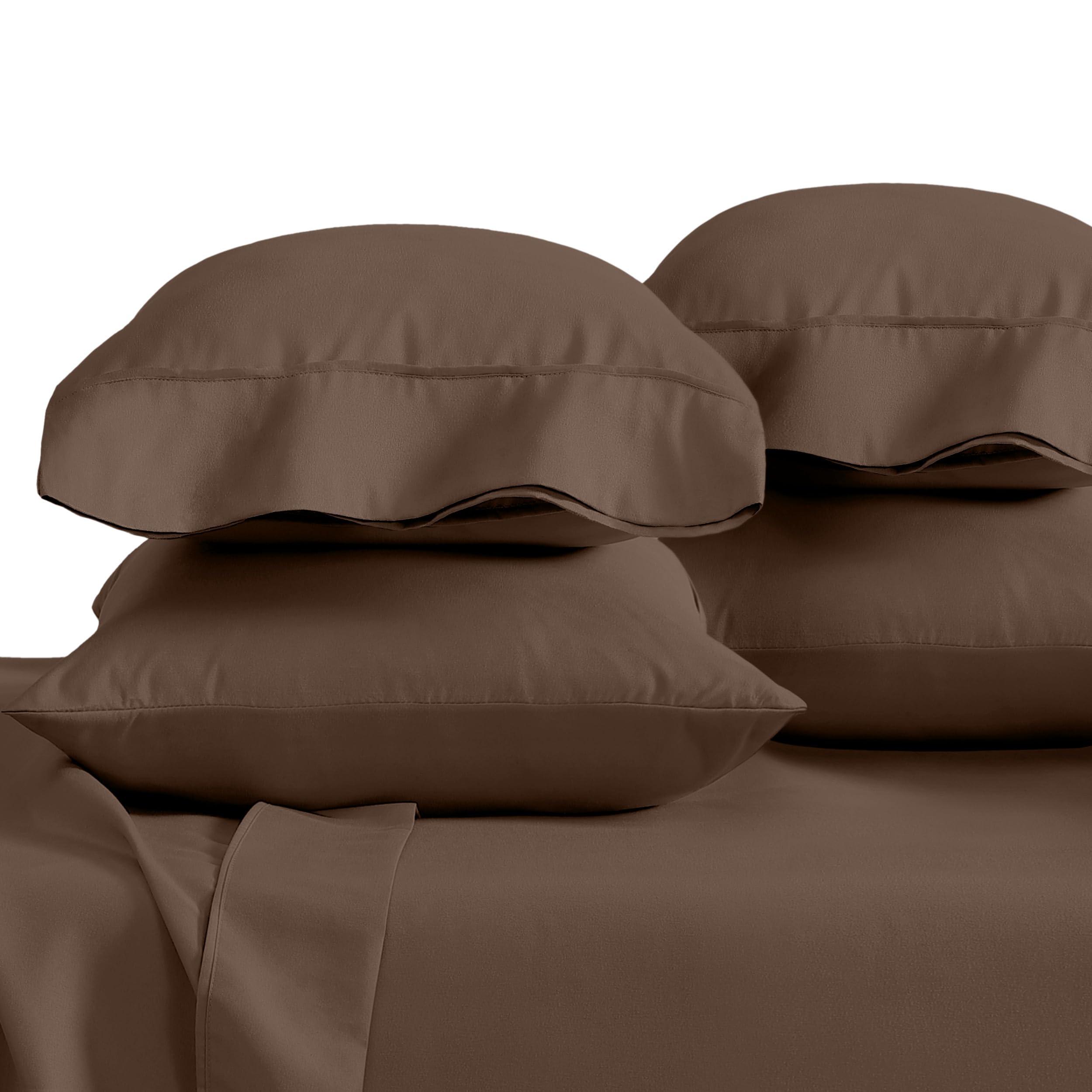 Bare Home Microfiber 4 Pack Standard/Queen Pillowcases, Cocoa, 20x30