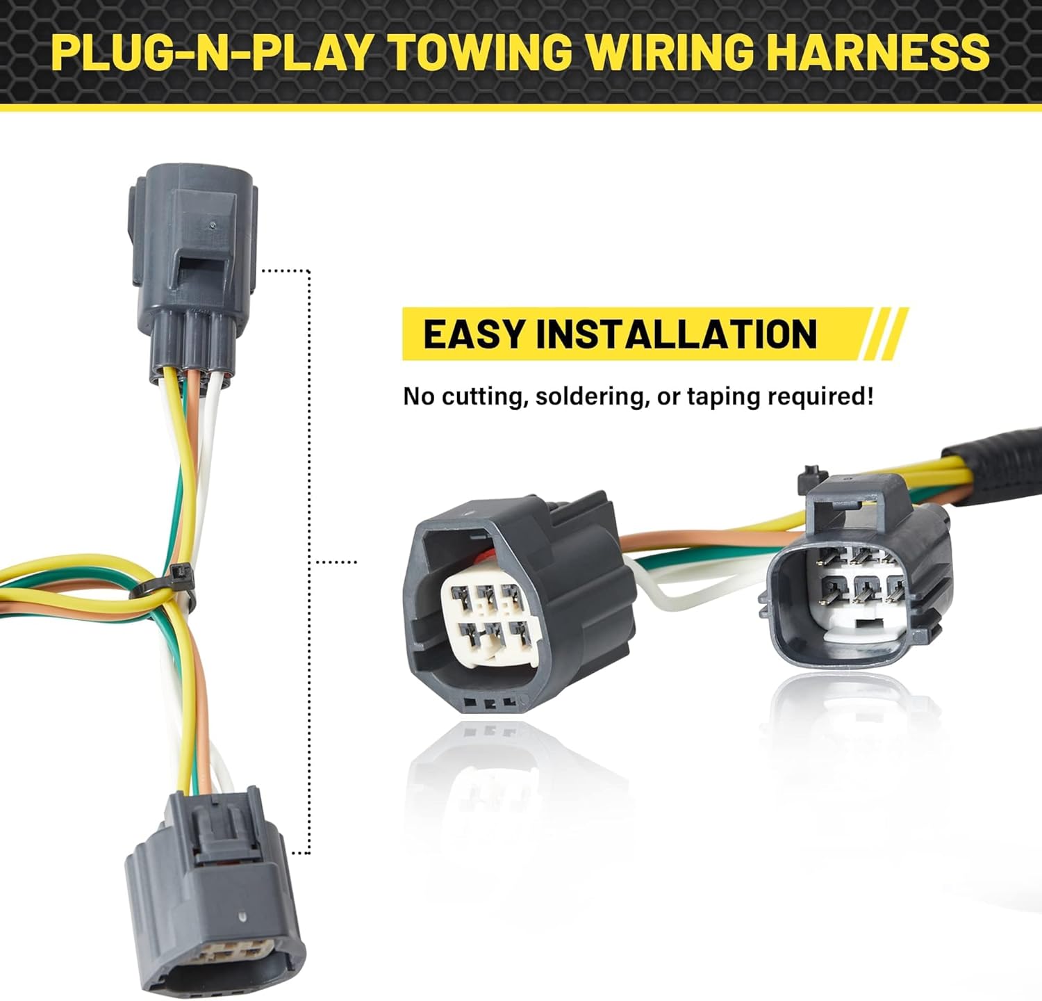 Oyviny 4 Pin Trailer Wiring Harness for 2007-2018 Jeep Wrangler JK JKU Sahara Rubicon Unlimited Sport Models, Wrangler 2 Door & 4 Door Flat Tow Trailer Hitch Wiring 16AWG Pure Copper Wires