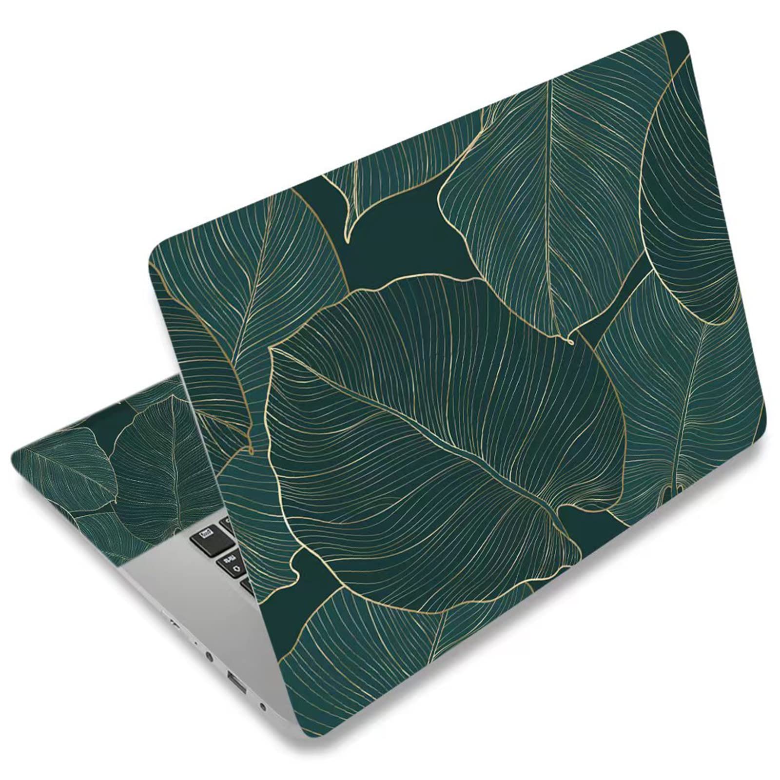 DINKY Laptop Skin Sticker Decal, 12" 13" 13.3" 14" 15" 15.4" 15.6 inch Laptop Universal Reusable Vinyl Skin Stickers Cover Art Decal Notebook PC Personalized Protector-Green Leaf