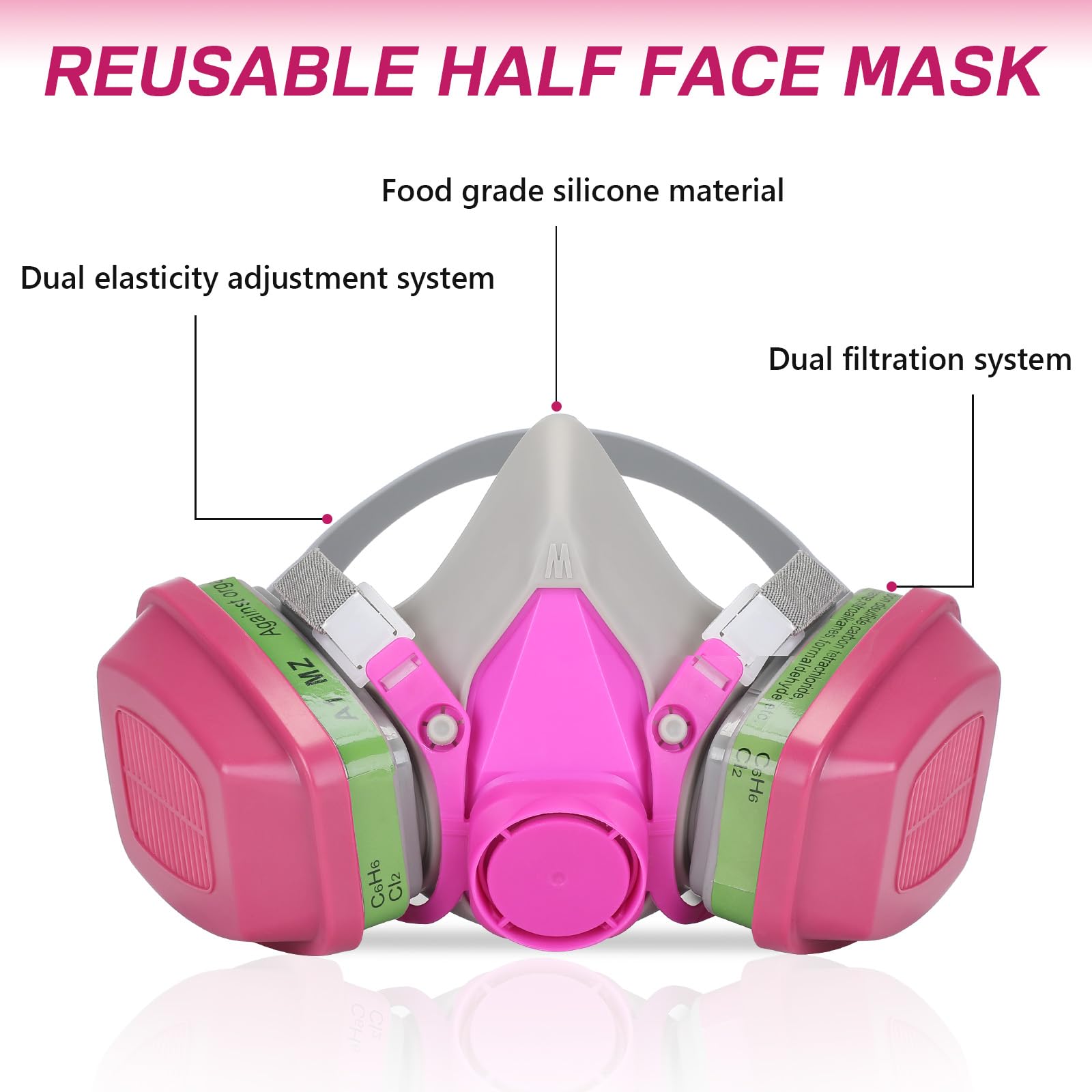 HOLULO Maschera Antipolvere Semifacciale,Riutilizzabile Maschera Verniciatura con occhiali protettivi antiappannamento per Verniciatura a Spruzzo, Prodotti Chimici, Vapori Organici, Saldatura, Lucida
