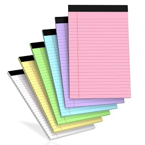 6 pcs Note Pads Legal Pads 5x8 Notebook College Ruled Colored Legal Notepads 6 Pack Micro Perforated Writing
