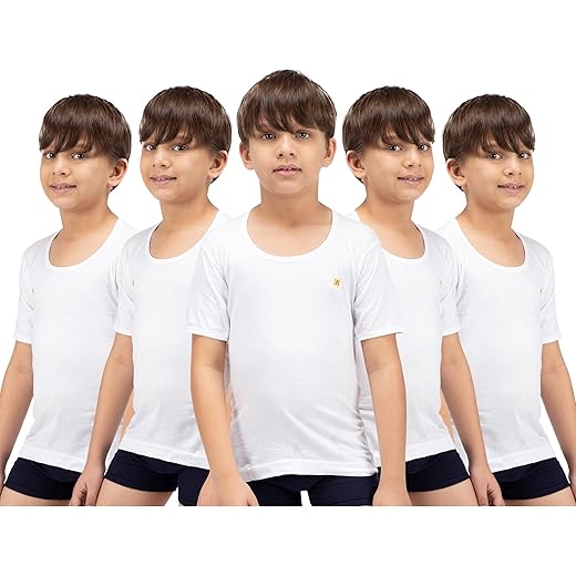 Boys Cotton White Vest Pack of 5