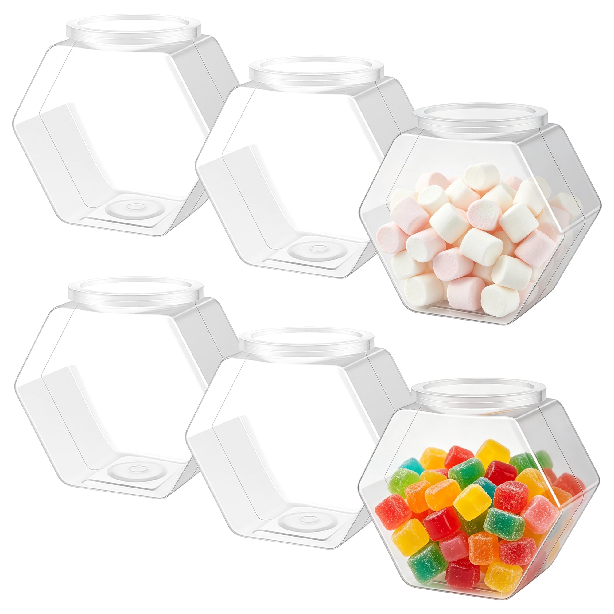 Tarros hexagonales de plástico con tapas herméticas MOUYAT de boca ancha para dulces