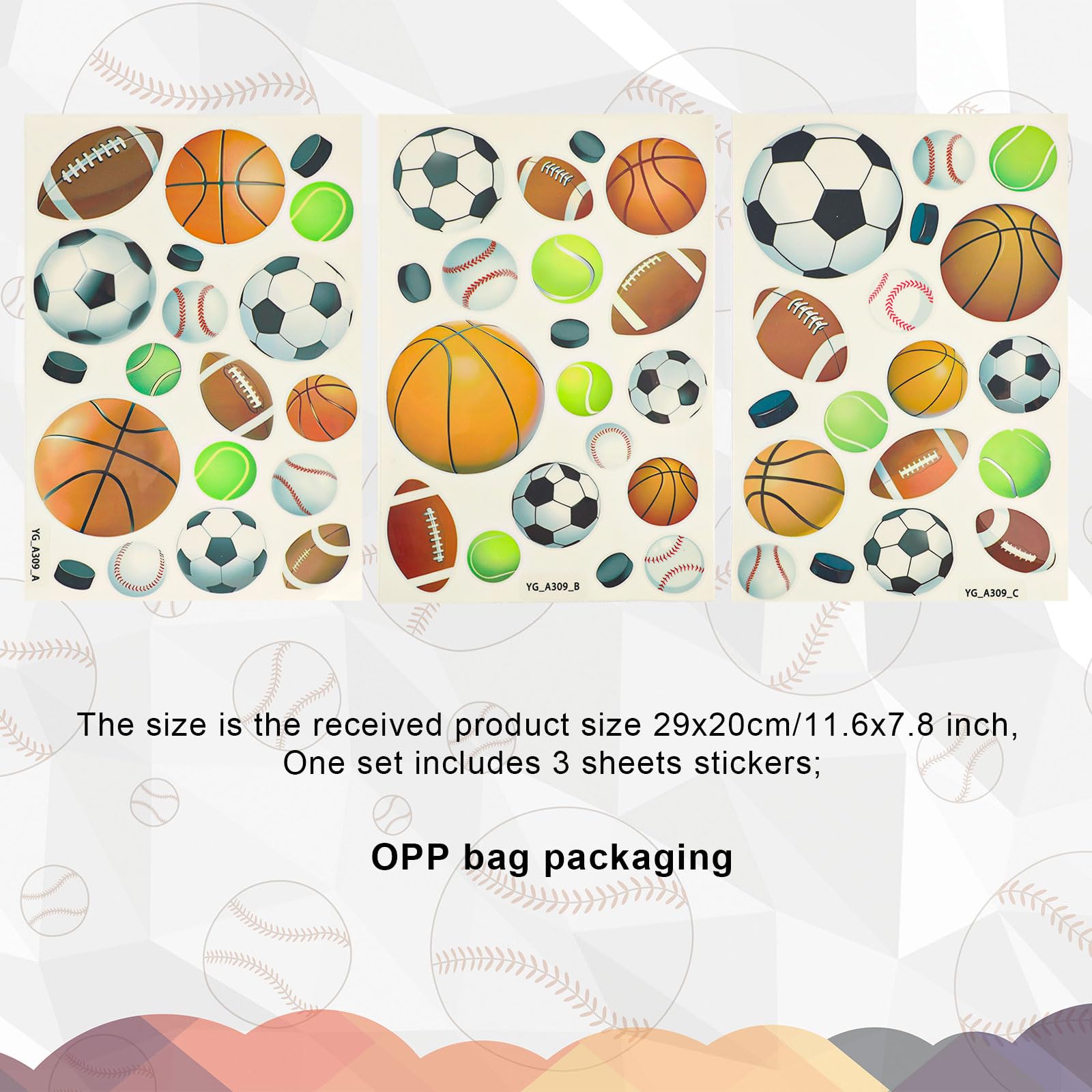 Tinoaly 3pcs Glow in The Dark Sports Stickers - Image 3