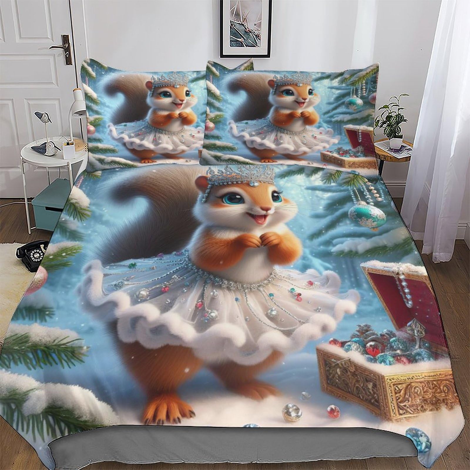 Housse de couette écureuil pour chambre cocooning nature et literie double confortable