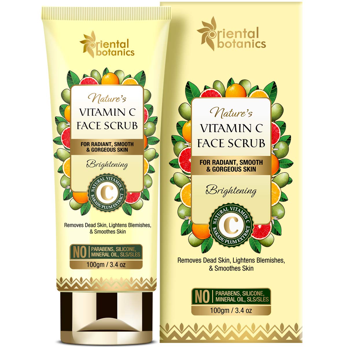 Oriental BotanicsNature's Vitamin C Brightening Face Scrub - With Kakadu Plum - For Radiant, Smooth And Gorgeous Skin - No Parabens, Silicone, Mineral Oils,100g