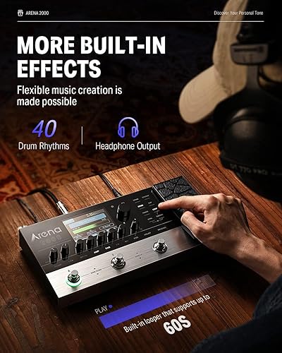 Miniatura 6 de Donner Arena 2000 Pedal Multi-Efectos para Guitarra con 278 Efectos, 100 IRs, Looper, Caja de Ritmos, Modelado de Amplificador, Soporte XLR y MIDI