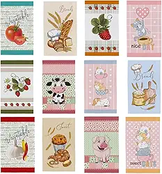 Kit Pano De Prato Copa Atoalhado Felpudo 40x65 Cozinha Com Bainha Colorido Para Presente Coleção Primore 100% Algodão - 7 ou 12 Unidades (Kit 7 Unidades)