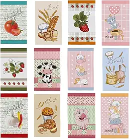Kit Pano De Prato Copa Atoalhado Felpudo 40x65 Cozinha Com Bainha Colorido Para Presente Coleção Primore 100% Algodão - 7 ou 12 Unidades (Kit 7 Unidades)
