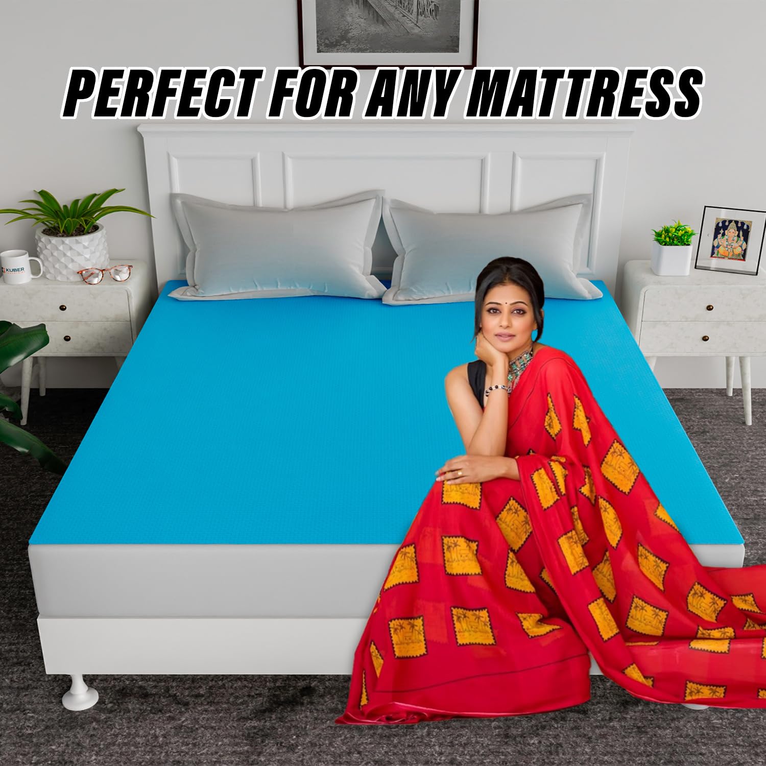 Kuber Industries Baby Bedsheet | PVC Self Check Mattress Protector Sheet | Waterproof Double Bedsheet for Babies and Adult | 80x80 Inch | Sky Blue - Image 6 thumbnail