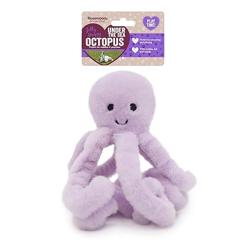 Rosewood Jolly Moggy Under the Sea Plush Octopus Cat Toy – Soft, Fun Catnip Toy for Cats and Kittens – Interactive Crinkle Sounds – Durable, Engaging Pet Toy – Safe, Non-Toxic