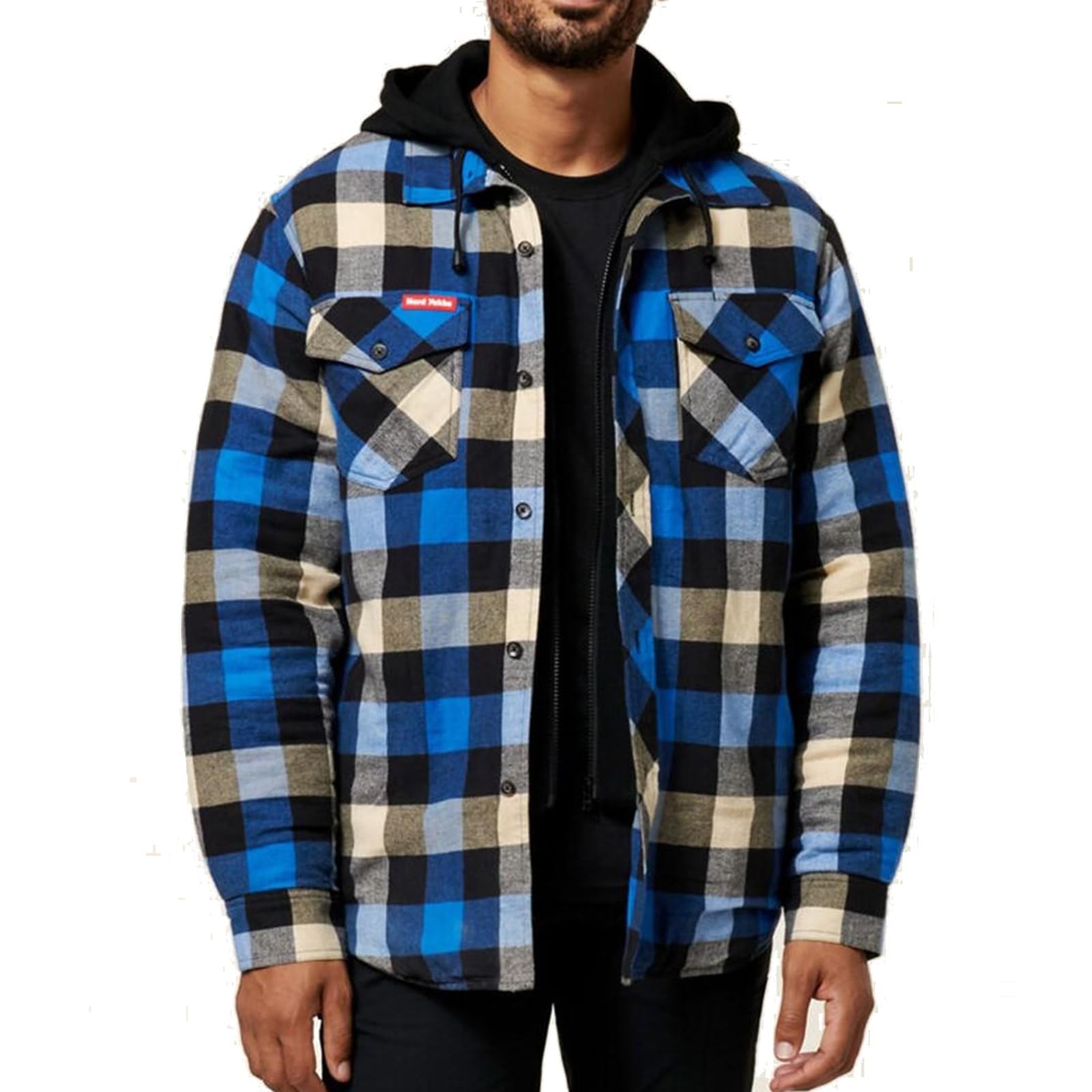 Footsure Western Limited Blue Hard Yakka Quilted Flannel Shacket Size Lge 34701-68855-05