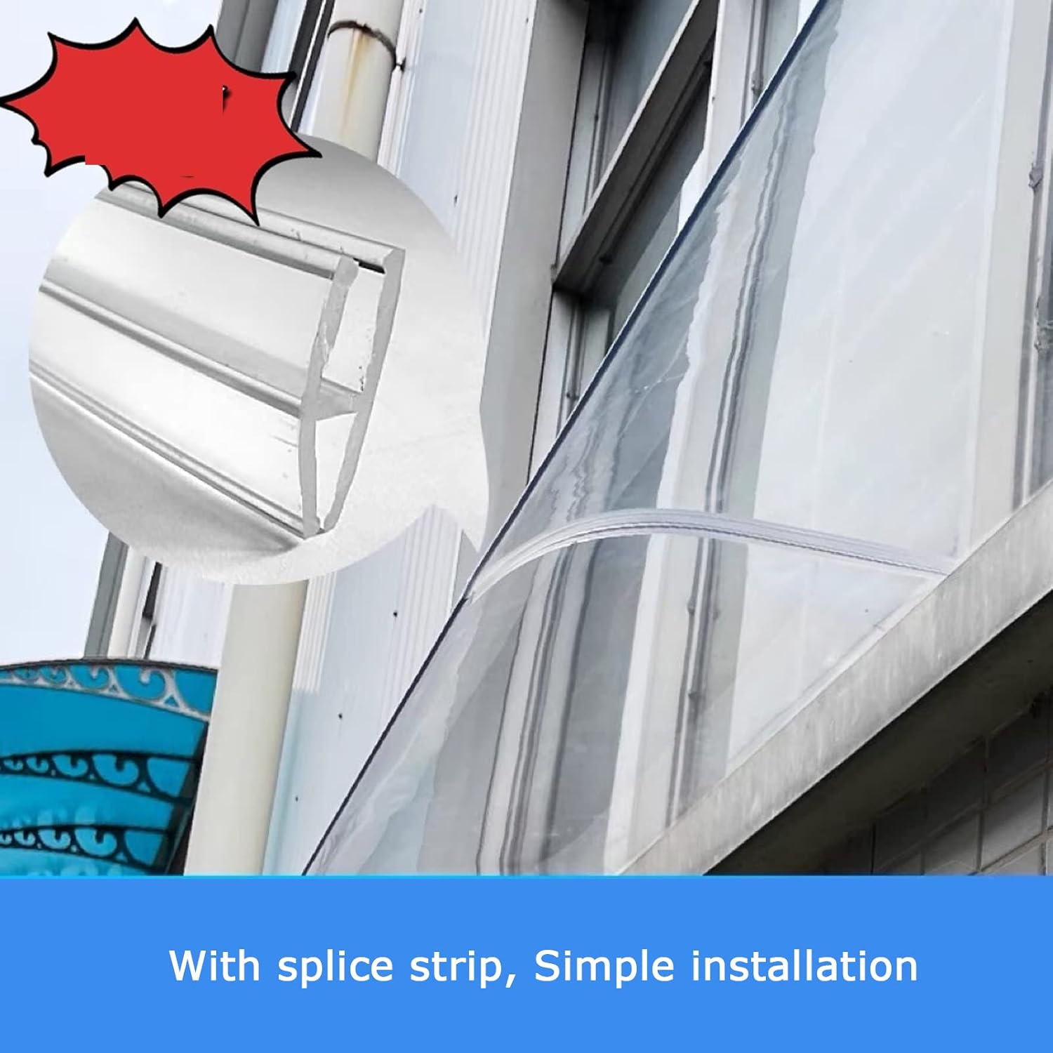 Anti-Uv Window Awning or Front Door Canopy Rain Cover,Invisible Door Awning Transparent Outdoor Awning Patio Cover Shelter Sun Shade,Windproof Polycarbonate Porch Awning (50x110cm/20 x43)