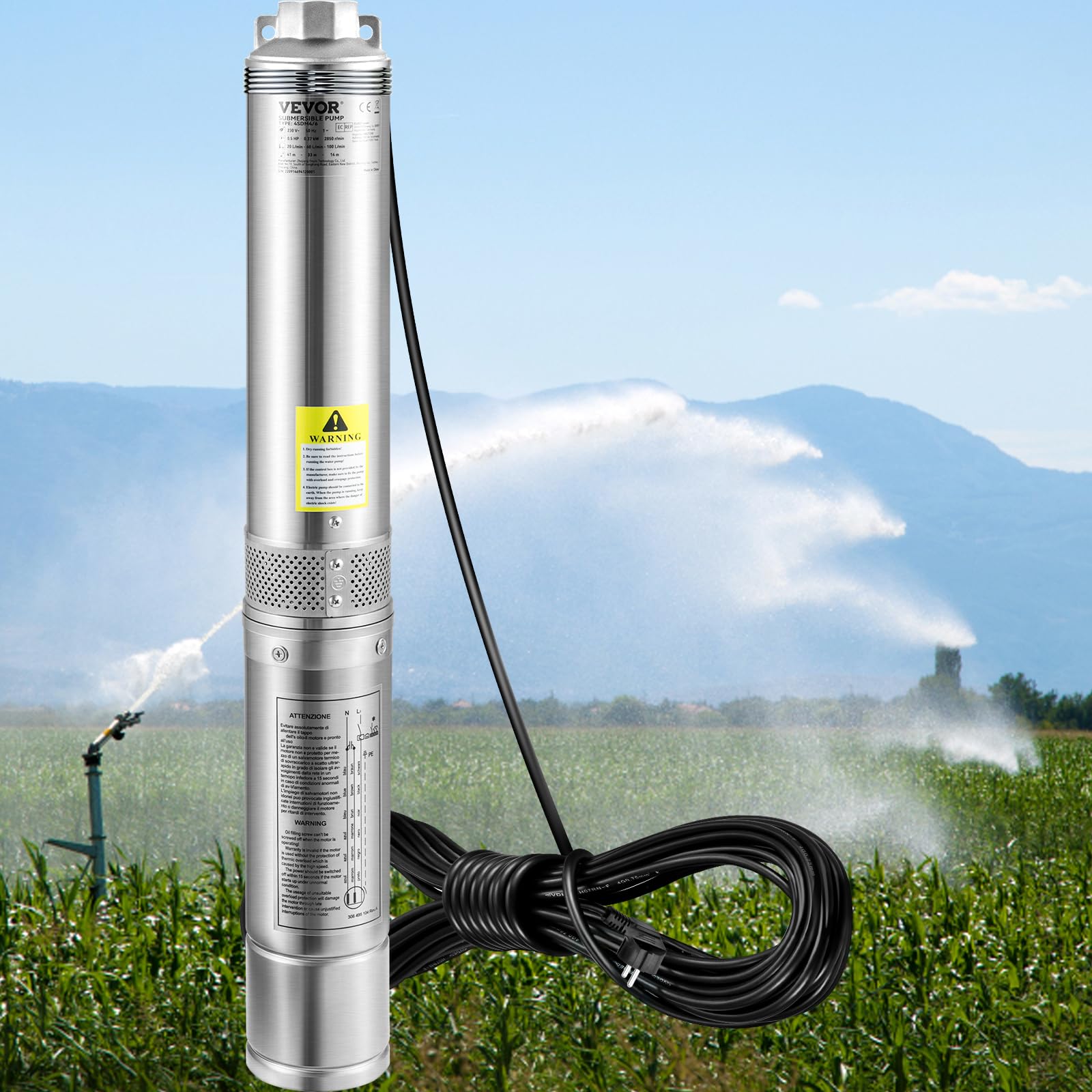 VEVOR Bomba de Pozo Profundo 750 W Sumergible 230V 50 Hz 105 L/min