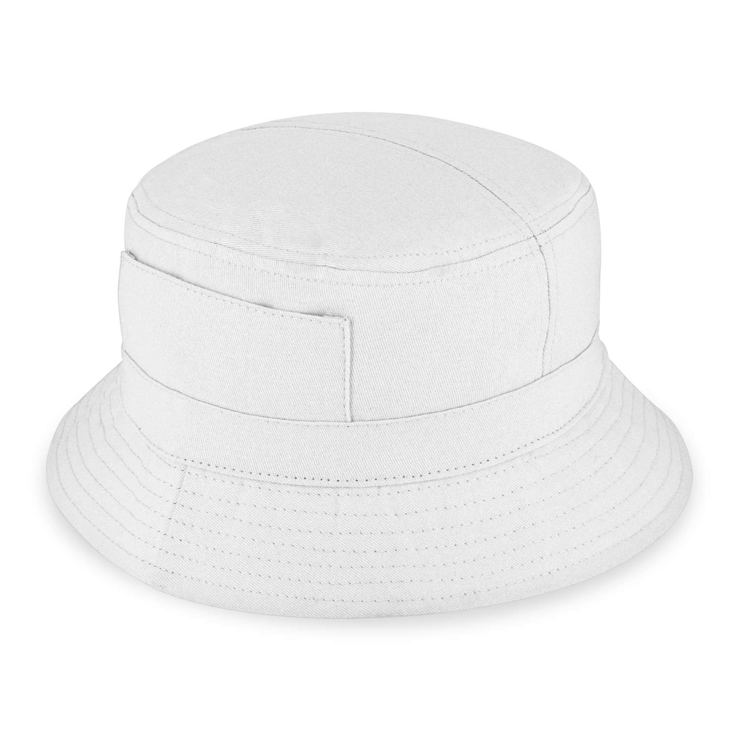 Fiebig Men's White Fisher's Hat In Cotton | Unisex Outdoor Hat With Pockets & Zip Pocket | Bucket Hat In Many Colours & Sizes (55-S, )