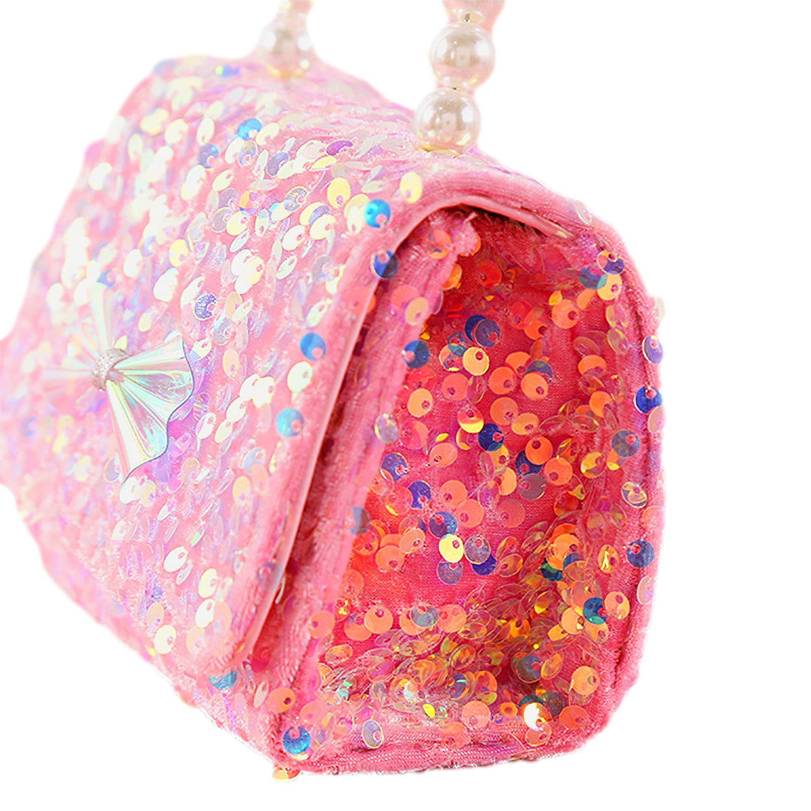 Bowknot Geldbörse für Kleine Mädchen Mikrofaser Umhängetasche Pailletten Crossbody-Tasche Glitter Wallet Perle Handtasche für Kinder
