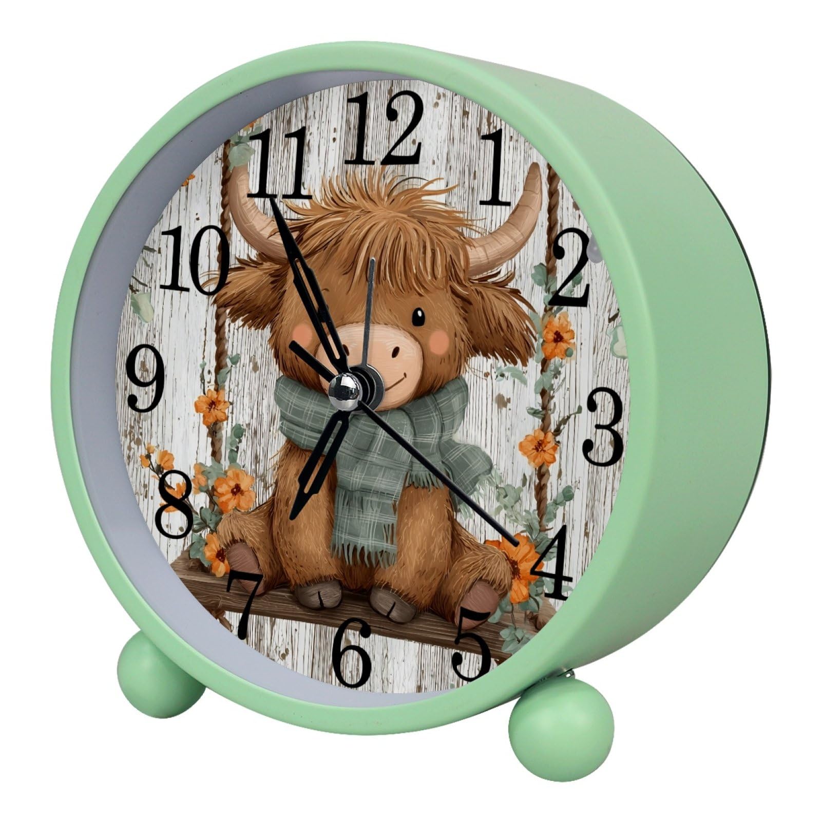 etoenbrc Watercolor Butterfly Silent Analog Alarm Clock Small Battery Operated Clock Slient Plastic Table Clock for Living Room Bedroom Color472
