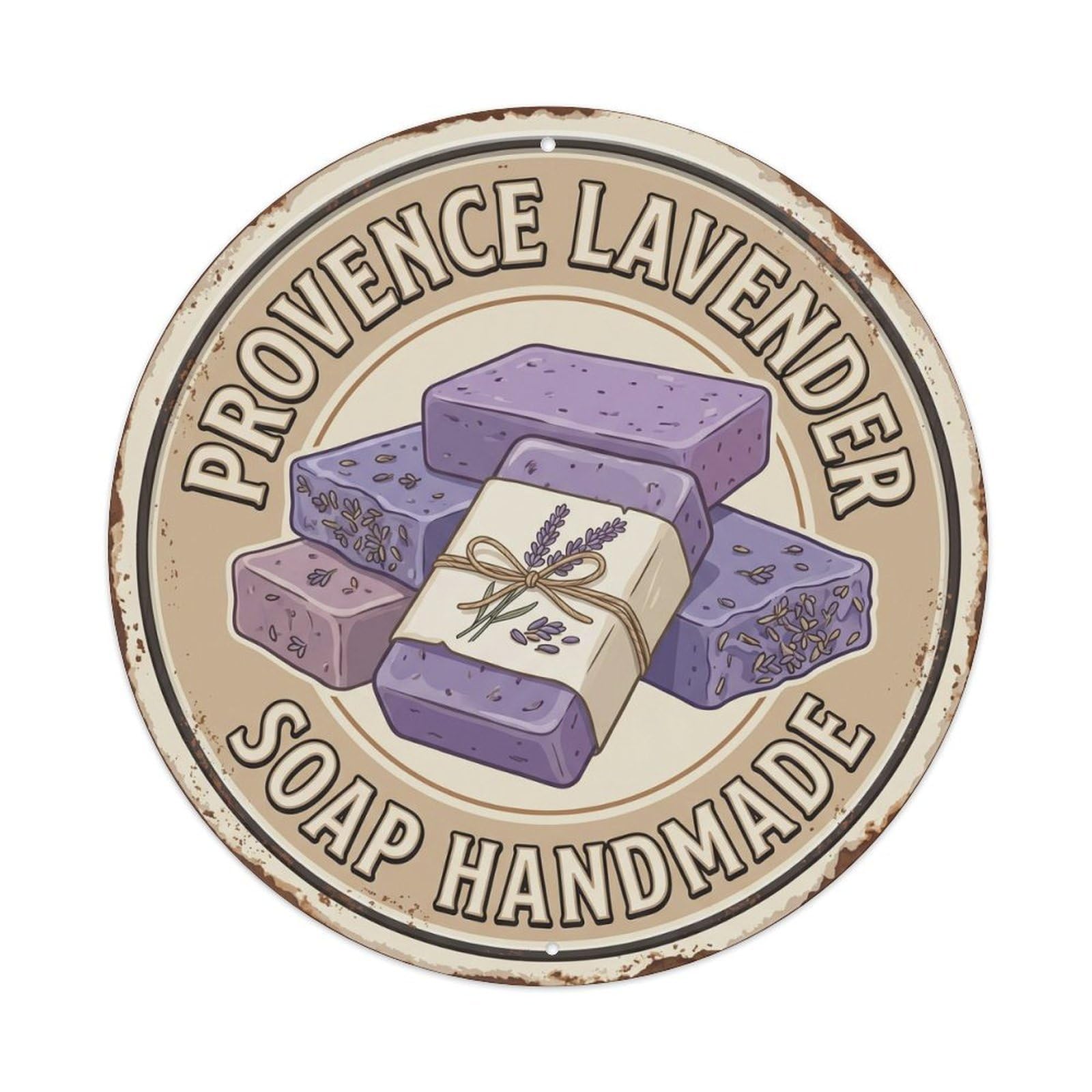Vintage Lavender Soap Handmade Provence Craft Metal Tin Sign