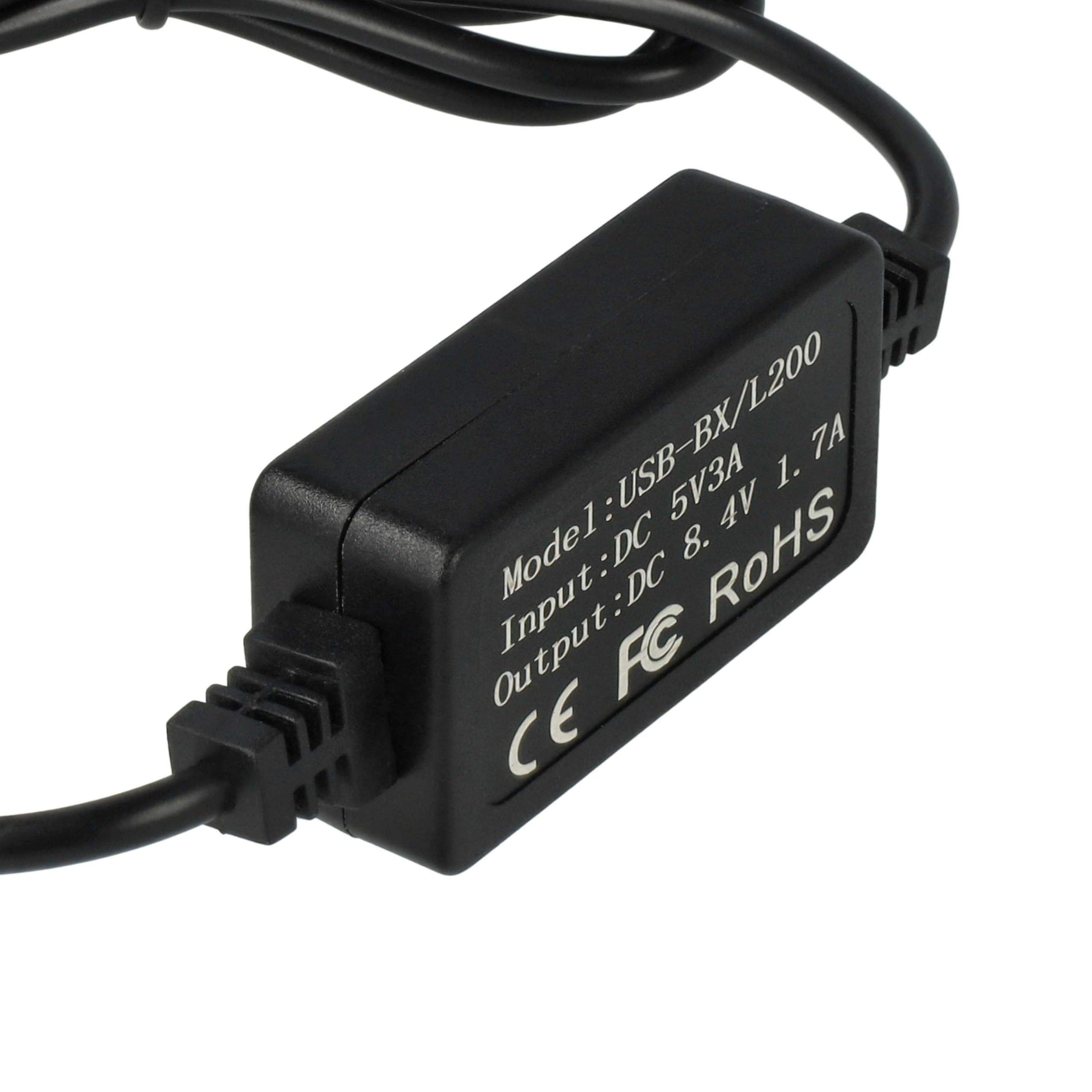 vhbw Kabel USB do ładowania kompatybilny z Sony HDR-XR350, XR550, XR550E, XR350E, XR350V, XR500V, XR520V Kamera, Kamera Kamera, Czarny
