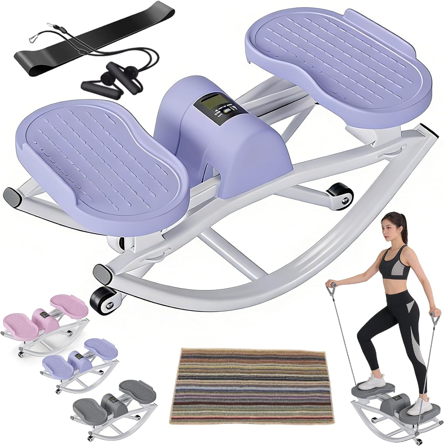 Lateral Stepper Exercise Machine, 2026 New Rocking Stepper Side to Side, with Resistance Bands & Digital Display, Portable Home Fun Fitness Equipment for Legs, Glutes – 350 Lbs Capacity